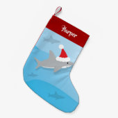 Shark Santa Hat Ocean Fun Animal Kleine Kerstsok (Voorkant (Hangend))