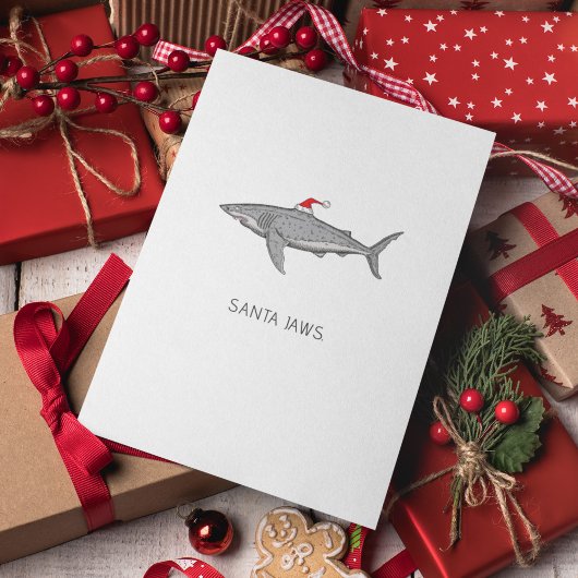 Shark Santa Jaws Funny Christmas Gezegde Feestdagenkaart