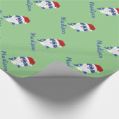 Shark Santa 🦈 Kerstfeest Kinder Fun Super Ocean Cadeaupapier (Hoek)