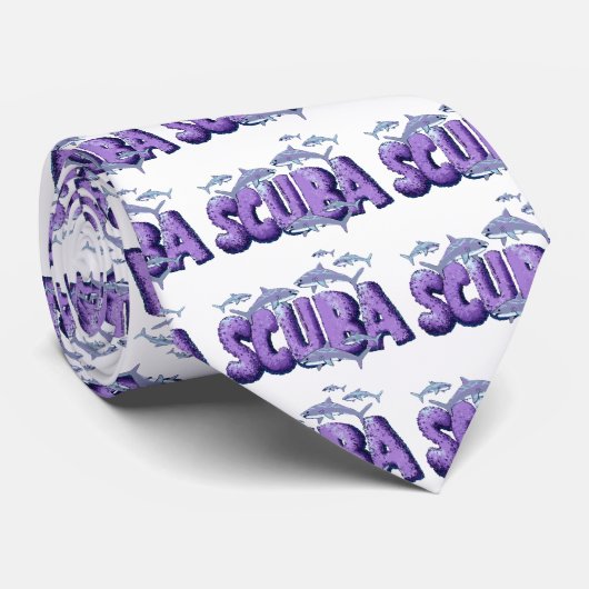 Shark Scuba Diver Stropdas (Opgerold)