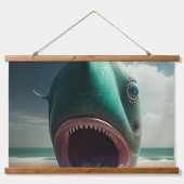 Shark sculpture on the beach hangend wandkleed (Voorkant)