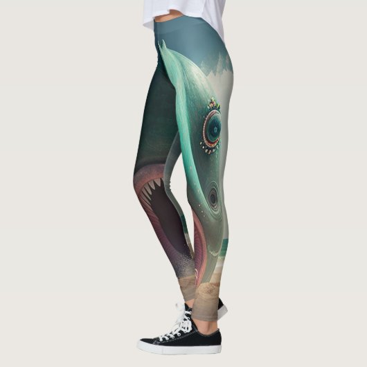 Shark sculpture on the beach leggings (Links)
