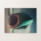 Shark sculpture on the beach legpuzzel (Horizontaal)