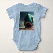 Shark sculpture on the beach romper (Achterkant)
