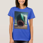 Shark sculpture on the beach t-shirt (Voorkant)