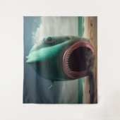 Shark sculpture on the beach wandkleed (Voorkant)