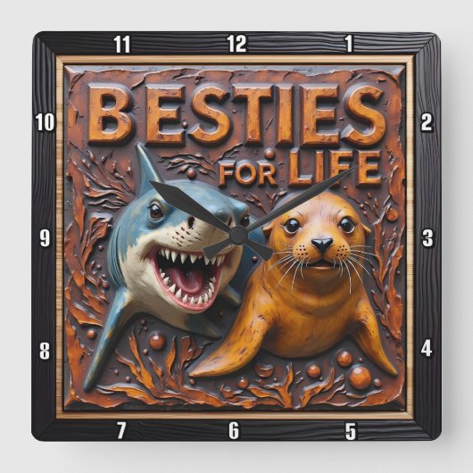 Shark Seal Close Up Vierkante Klok (Voorkant)