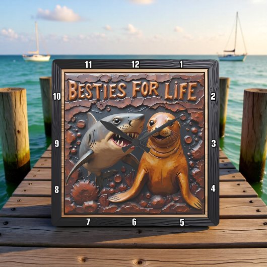 Shark Seal Dark Water Vierkante Klok