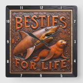 Shark Seal Unlikely Marine Vierkante Klok (Voorkant)