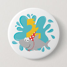 Shark Second Birthday Button