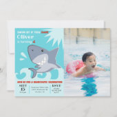 Shark Sharktastic Pool Verjaardagsfeestfoto Kaart (Voorkant)