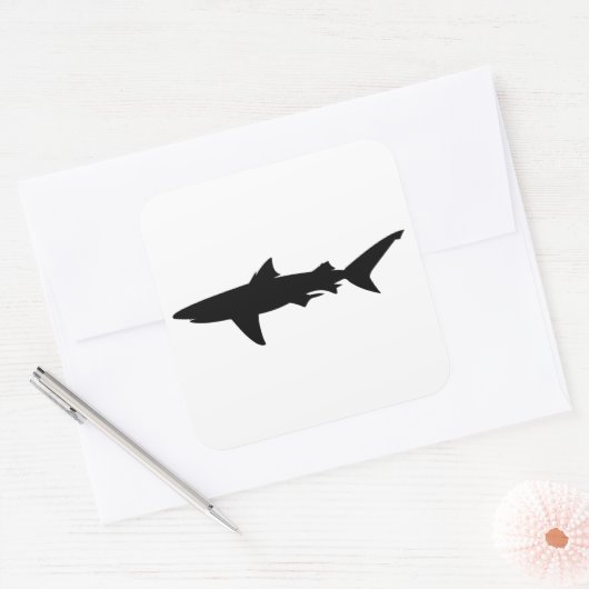Shark silhouet vierkante sticker (Envelop)
