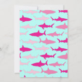 Shark Silhouette Cute Kinderen 1e verjaardag Pink Kaart (Achterkant)