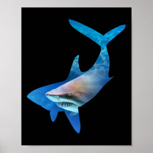 Shark Silhouette Earth Day en Ocean Week Awarenes Poster