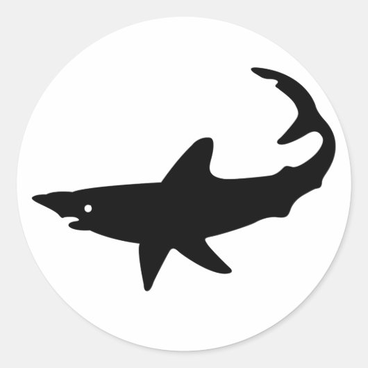 Shark Silhouette Ronde Sticker (Voorkant)