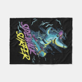 Shark Skater Skateboarder Surfer Skateboarding Lon Fleece Deken (Voorkant (Horizontaal))