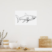 Shark sketch Klein Poster (Keuken)