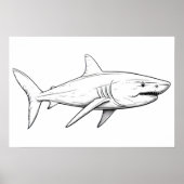 Shark sketch Klein Poster (Voorkant)
