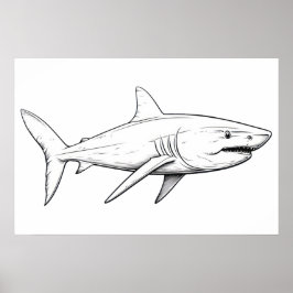 Shark sketch Klein Poster