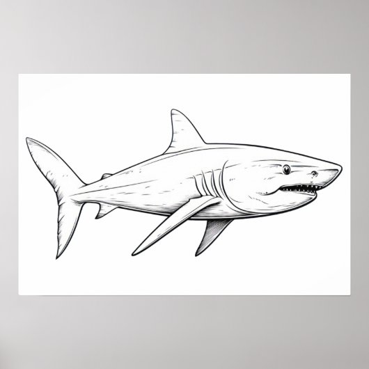 Shark sketch Klein Poster (Voorkant)