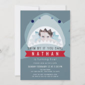 Shark Slate Blue Pool Boy Foto Verjaardag Kaart (Voorkant)