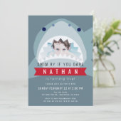 Shark Slate Blue Pool Boy Foto Verjaardag Kaart (Staand voorkant)