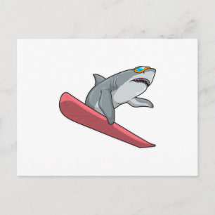 Shark Snowboarder Snowboard Briefkaart