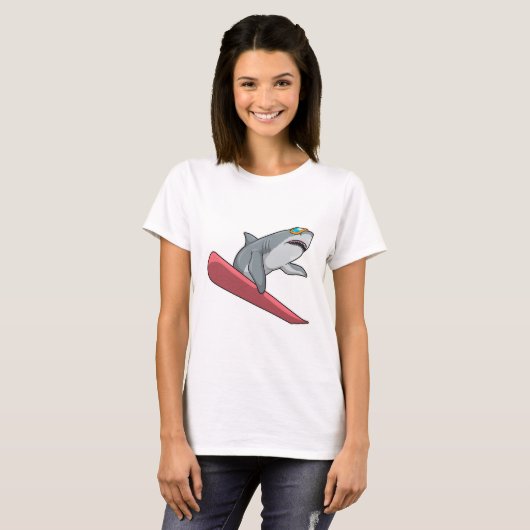 Shark Snowboarder Snowboard T-shirt (Voorkant volledig)