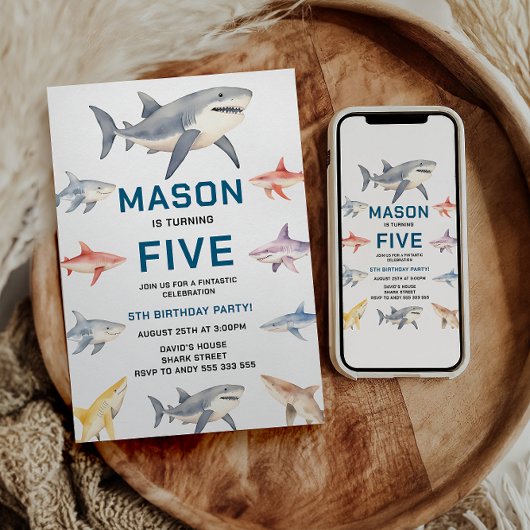 Shark Splash 5e Verjaardagsfeestje | Schattige Oce Kaart
