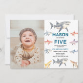 Shark Splash 5e Verjaardagsfeestje | Schattige Oce Kaart (Voorkant)