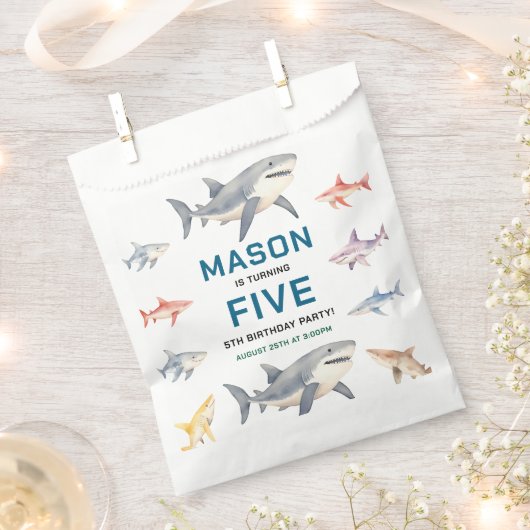 Shark Splash 5th Birthday Party | Cute Ocean Kids Bedankzakje (Geknipt)