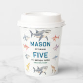Shark Splash 5th Birthday Party | Cute Ocean Kids Papieren Bekers (Voorkant)