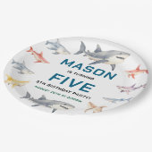 Shark Splash 5th Birthday Party | Cute Ocean Kids Papieren Bordje (Gekanteld)