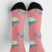 Shark Splash - Leuke Oceaan Roze en Blauw Patroon Sokken (Top)