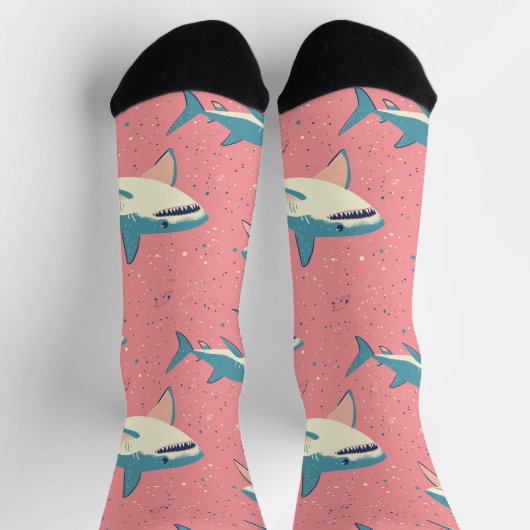 Shark Splash - Leuke Oceaan Roze en Blauw Patroon Sokken (Top)