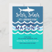 Shark Splash Party Swim Invitation Boys Summer Kaart (Voorkant)