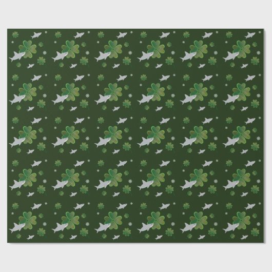 Shark St. Patrick's Day Shamrock Green Cadeaupapier (Vlak)