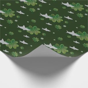 Shark St. Patrick's Day Shamrock Green Cadeaupapier