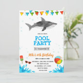Shark strand poolparty kaart (Staand voorkant)