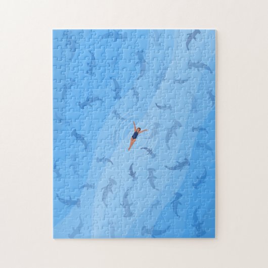 Shark strand swimmer Aerial Illustration Legpuzzel (Verticaal)