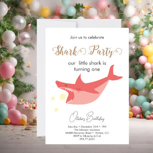 Shark Summer Party Baby Bash Verjaardagsfeest Invi Kaart