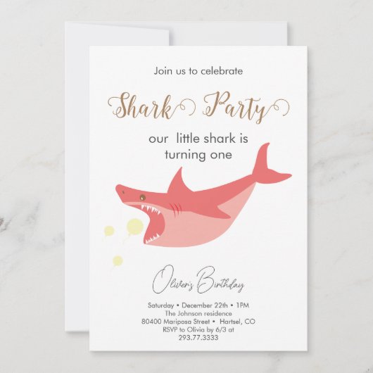 Shark Summer Party Baby Bash Verjaardagsfeest Kaart (Voorkant)
