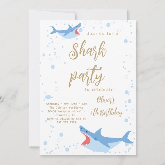 Shark Summer Party Splish Splash Birthday Bash Kaart (Voorkant)