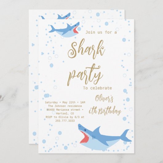Shark Summer Party Splish Splash Birthday Bash Kaart (Voorkant / Achterkant)