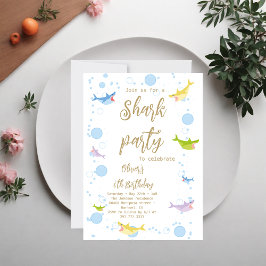 Shark Summer Party Splish Splash Birthday Bash Kaart