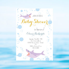 Shark Summer Party Splish Splash Kinder Baby showe Kaart