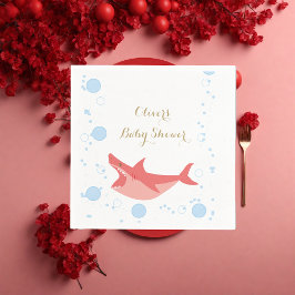 Shark Summer Red und Blue Bubbles Baby shower Servet