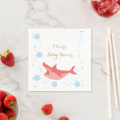 Shark Summer Red und Blue Bubbles Baby shower Servet (Insitu)