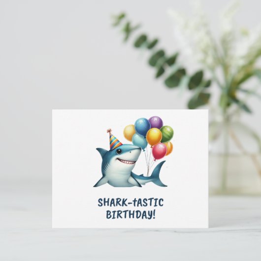 Shark-tastic Birthday Kaart (Staand voorkant)