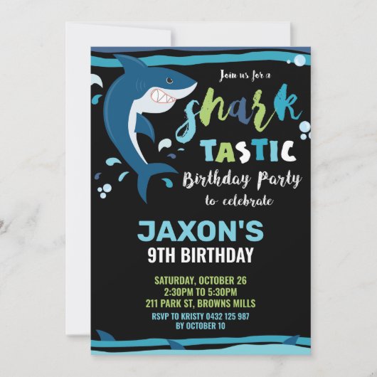 Shark Tastic Birthday Party Shark Boys Pool Party Kaart (Voorkant)